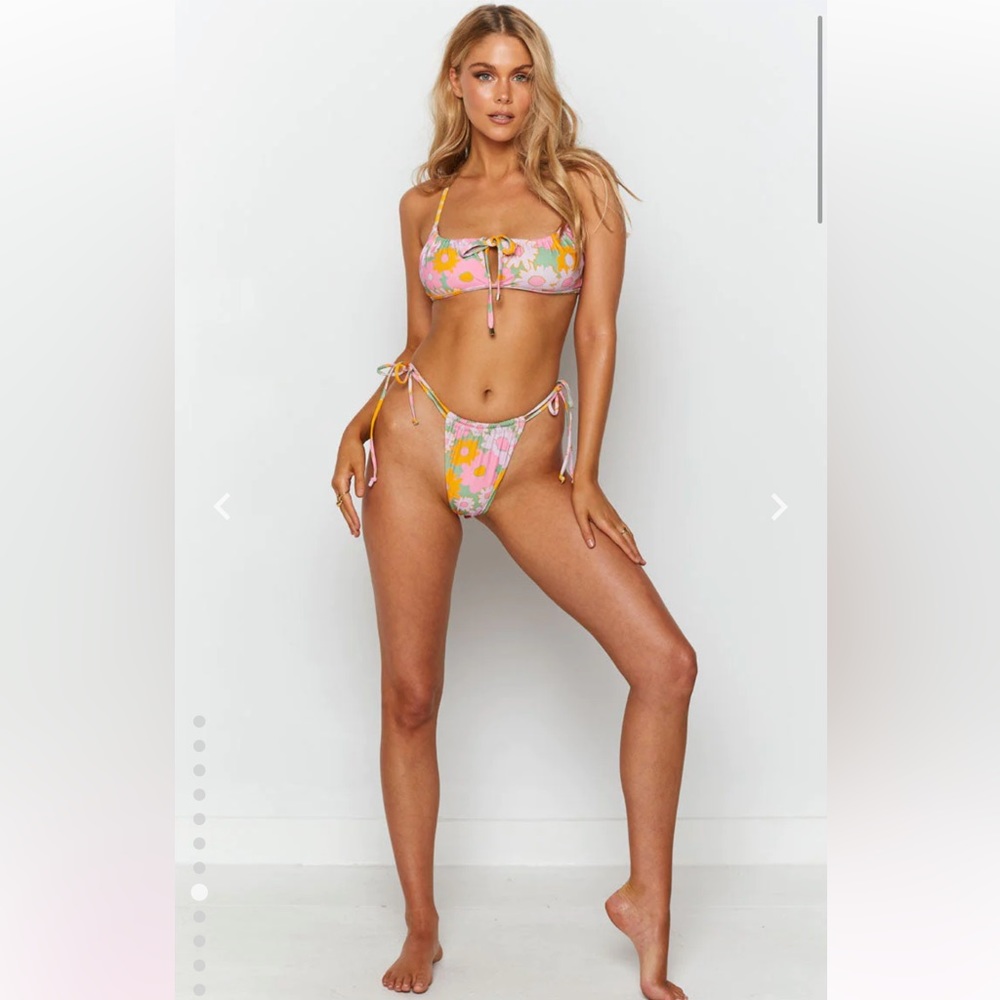 9.0 Swim Harper Tie Detail Bikini Top and Bottoms Retro Floral